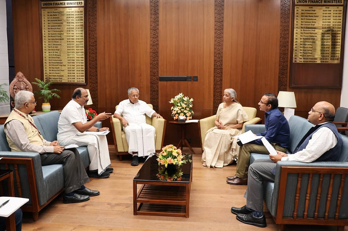 Kerala Chief Minister Pinarayi Vijayan calls on Union Minister of Finance Nirmala Sitharaman, in New Delhi.  State–Union financial relations have always been politically fraught, rooted in a long-standing resistance to the Union government’s centralising tendencies.
 - IMAGO