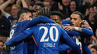 Chelsea 0-2 West Ham Live Score, Premier League: Summerville Doubles Hammers' Lead In London Derby Photo: AP : Chelsea players celebrate after scoring during the Champions League match between Chelsea and Pafos in London.