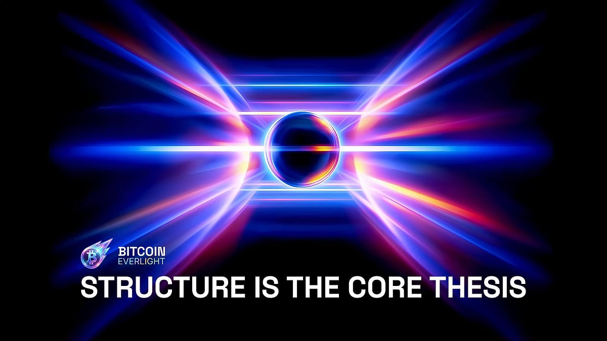 Abstract blue digital structure with text “Structure Is the Core Thesis”.