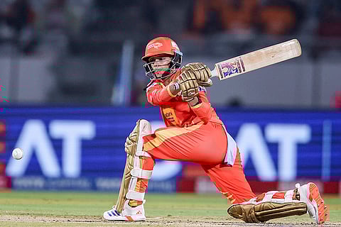 Gujarat Giants’ Anushka Sharma plays a shot during a Women's Premier League (WPL) 2026 T20 International cricket match between Gujarat Giants and Mumbai Indians, at BCA Stadium, in Vadodara, Gujarat.