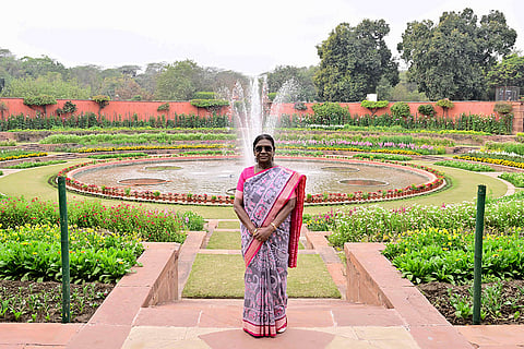 In this image received on Feb. 1, 2026, President Droupadi Murmu graces the opening of the Amrit Udyan Winter Annuals Edition 2026, at Rashtrapati Bhavan in New Delhi.