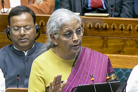 Finance Minister Nirmala Sitharaman presents the 'Union Budget 2026-27' in the Lok Sabha, in New Delhi.