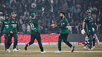 Pakistan Vs Australia LIVE Score, 3rd T20I: Spinners Torment Aussie Batters| AUS - 60/3 (9) | Photo: AP/K.M. Chaudary : Pakistan's Shadab Khan, second right, celebrates with teammates after the dismissal of Australia's Sean Abbott during the second T20 cricket match between Pakistan and Australia, in Lahore, Pakistan, Saturday, Jan. 31, 2026.