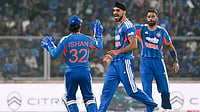 ICC T20 World Cup 2026, Warm-Up Matches Guide: Understand How Teams Prepare Before The Main Event | Photo: PTI/R SenthilKumar : India's Arshdeep Singh, centre, celebrates with Hardik Pandya, right, and Ishan Kishan after taking the wicket of New Zealand's captain Mitchell Santner during the fifth and final T201 cricket match between India and New Zealand, at the Greenfield International Stadium, in Thiruvananthapuram, Kerala.