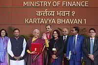 Budget 2026: Sports Ministry Allocation Rises By Over ₹1000 Cr; Goods Sector, Khelo India Big Winners – See Full Figures | Photo: AP/Manish Swarup : Indian Finance Minister Nirmala Sitharaman, third left, with her team waves to media as she departs her office to meet with Indian President Droupadi Murmu, ahead of tabling the Union Budget 2026-27 at Parliament House in New Delhi, India, Sunday, Feb. 1, 2026.