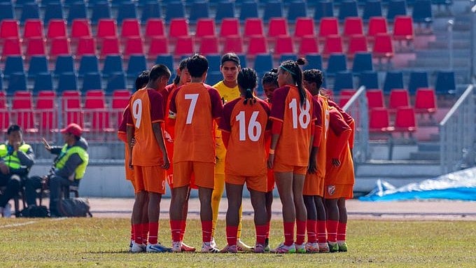 India U17 women's football team in action against Bangladesh in SAFF U-19 Women's Championship 2026.  - IndianFootball/X