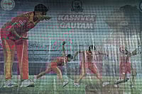 | Photo: Suresh K Pandey/Outlook : A poster of Kashvee Gautam at her coach Nagesh Gupta’s new academy in Zirakhpur, where she still comes to train and practise whenever she is back home