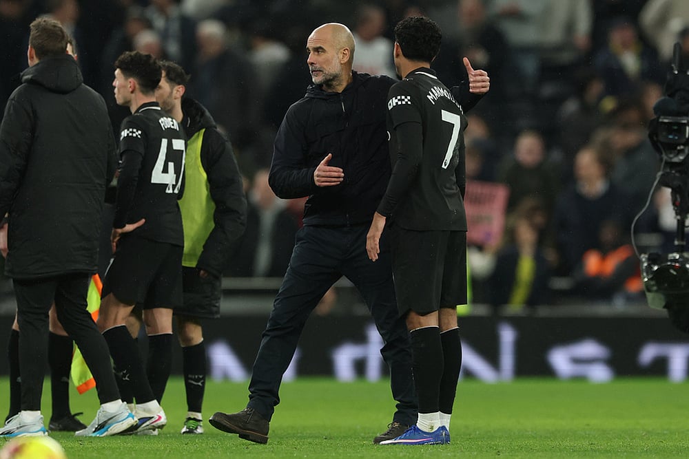 Tottenham Hotspur Vs Manchester City Premier League soccer match-Pep Guardiola