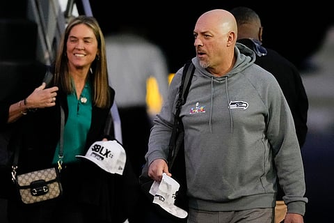 Seattle Seahawks president Chuck Arnold arrives in San Jose, California ahead of the Super Bowl 60 football game between the New England Patriots and the Seattle Seahawks. 