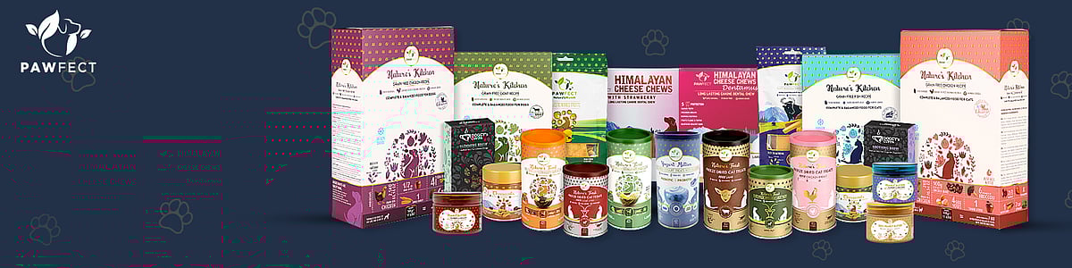 Assorted packaged food products displayed in a vertical lineup on a dark background