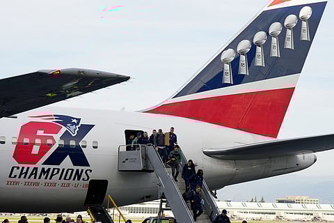 The New England Patriots arrive in San Jose, California ahead of the Super Bowl 60 football game between the Seattle Seahawks and the New England Patriots. 