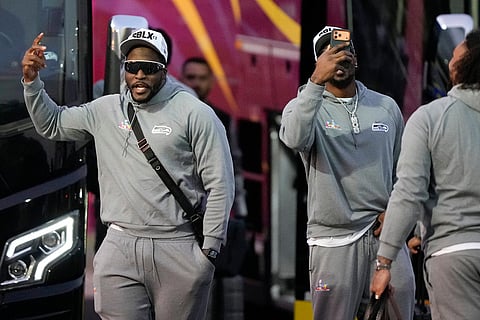 Seattle Seahawks players arrive in San Jose, California ahead of the Super Bowl 60 football game between the New England Patriots and the Seattle Seahawks. 