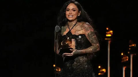 Kehlani accepts her first GRAMMY, winning Best R&B Performance for “Folded.”