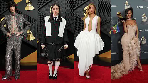 From left to right - Sombr, Billie Eilish, Addison Rae and Tyla at 68th Annual Grammy Awards 