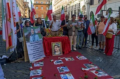 IMAGO / ZUMA Press Wire
: Members of the Iranian community in and around Rome during the sit-in to commemorate the death of Mahsa Amini and all the victims of the Iranian regime organized by the National Council of Resistance of Iran (NCRI) in Rome..The NCRI is a political organization founded in 1981, linked to the anti-theocratic People s Mojahedin Party of Iran (PMOI). It describes itself as a broad coalition of five opposition organizations and parties. Iranian diplomat Maryam Rajavi is the NCRI s president. Rome Italy