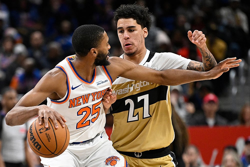 Washington Wizards vs New York Knicks NBA basketball game-Mikal Bridges