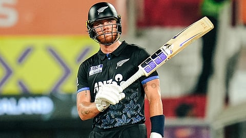 New Zealand's Finn Allen in action against India on January 31, 2026.