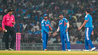 India Vs South Africa Highlights, ICC T20 World Cup Warm-Up Match: Men In Blue Outbat Proteas For 30-Run Win Photo: PTI : India's captain Suryakumar Yadav, centre, with teammates Tilak Varma, left, and Shivam Dube celebrates the wicket of South Africa's Dewald Brevis during their ICC Men's T20 World Cup warm-up match at the DY Patil Sports Academy in Navi Mumbai.