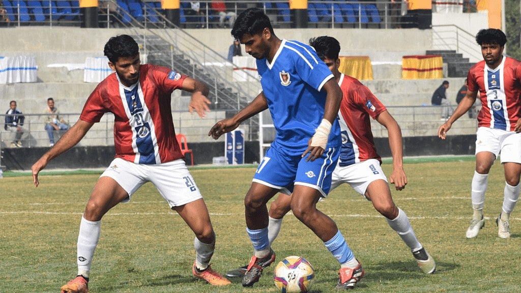 Railways footballers in action against West Bengal in the Santosh Trophy 2025-26 quarterfinals.  - AIFF 