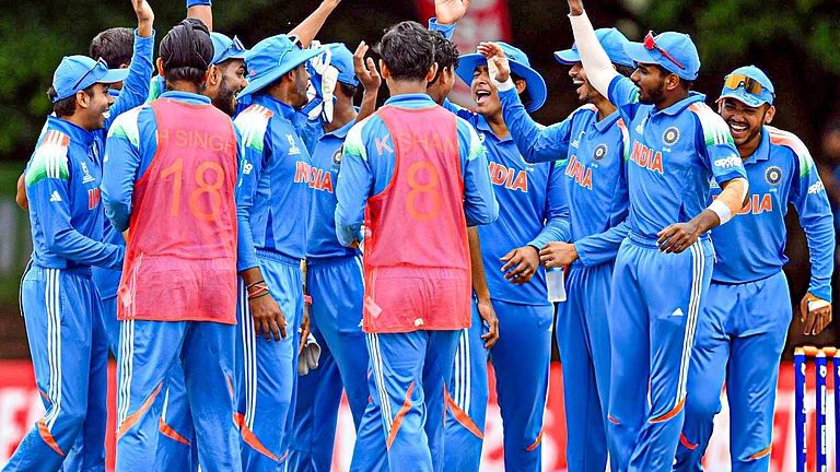 India U19 team in action during the ICC U19 World Cup 2026. - | Photo: X/ChennaiIPL
