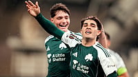 | Photo: AP/Petros Giannakouris : Panathinaikos' Vicente Taborda celebrates after he scored his side's first goal during an Europa League soccer match between Panathinaikos and Roma, in Athens, Greece, Thursday, Jan. 29, 2026. 