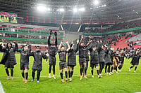 Bayer Leverkusen 3-0 St. Pauli, DFB-Pokal: Werkself Cruise Into Semi-Finals With Dominant Display | Photo: AP/Martin Meissner : Leverkusen players celebrate after a DFB Pokal, German Cup quarter final soccer match between Leverkusen and St. Pauli in Leverkusen, Germany.