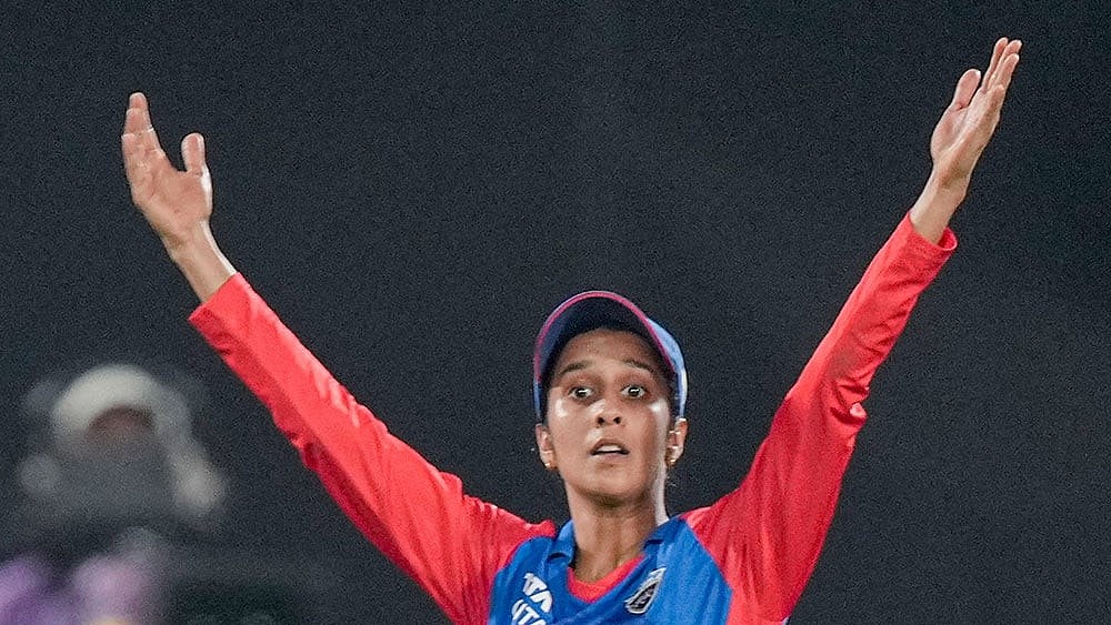 Delhi Capitals' captain Jemimah Rodrigues gestures during the Women's Premier League (WPL) 2026 final T20 cricket match between Delhi Capitals and Royal Challengers Bengaluru, at Baroda Cricket Association Stadium, Kotambi in Vadodara, Gujarat. - | Photo: PTI/Kunal Patil
