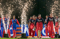 | Photo: PTI/Kunal Patil : Delhi Capitals' captain Jemimah Rodrigues, in blue, and Royal Challengers Bengaluru's captain Smriti Mandhana with their respective teammates enter the field during the start of the Women's Premier League (WPL) 2026 final T20 cricket match between Delhi Capitals and Royal Challengers Bengaluru, at Baroda Cricket Association Stadium, Kotambi in Vadodara, Gujarat.