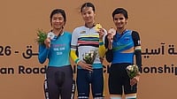 India At Asian Road Cycling Championships: Anjali Jakhar Claims Maiden Continental Medal Special Arrangement : Anjali Jakhar (right) stands on the podium with her bronze medal at the Asian Road Cycling Championships in Qassim, Saudi Arabia.