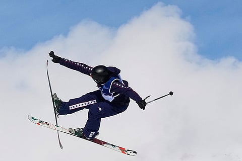 United States' Konnor Ralph practices during a freestyle skiing slopestyle training session at the 2026 Winter Olympics, in Livigno, Italy.