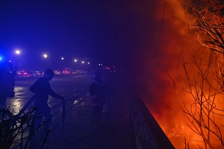 Fire officials said multiple fire tenders were rushed to the spot soon after the blaze was reported. - The Hindu