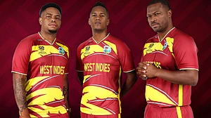 X/windiescricket : West Indies cricket posing in their new kit.