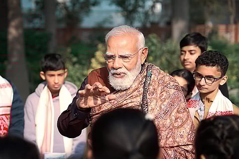 Prime Minister Narendra Modi interacts with students during ‘Pariksha Pe Charcha’ programme, in New Delhi. 