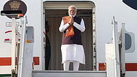 PM Modi Heads To Malaysia: Defence, Semi-Conductor Deals On Agenda | Source: PTI : In this image released on Feb. 7, 2026, Prime Minister Narendra Modi greets as he emplanes for a two-day trip to Malaysia, in New Delhi. (PMO via PTI Photo)