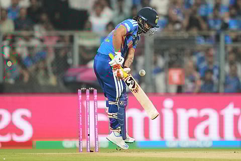 India's Ishan Kishan plays a shot during the T20 World Cup cricket match between India and the United States in Mumbai.