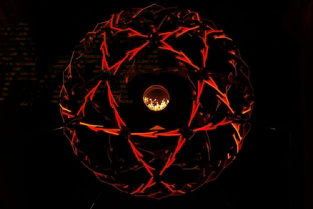 Milan Cortina Olympics Opening Ceremony photos-A view of the lit cauldron