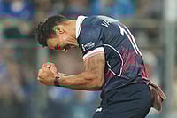 | Photo: AP/Rafiq Maqbool : United States' Shadley Van Schalkwyk celebrates the wicket of India's Ishan Kishan during the T20 World Cup cricket match between India and the United States in Mumbai.