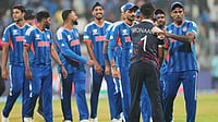 | Photo: AP/Rafiq Maqbool : United States' captain Monank Patel shake. Hands with India's captain Suryakumar Yadav, right, after India won the T20 World Cup cricket match in Mumbai.