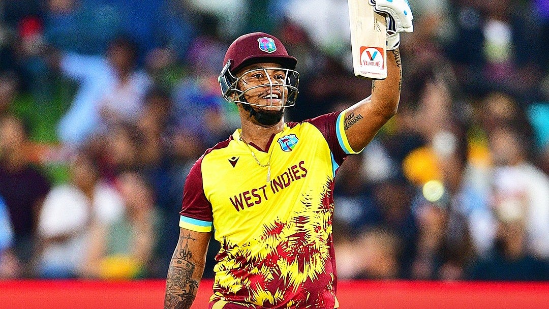 West Indies' Shimron Hetmyer in action during the ICC T20 World Cup warm-up match against South Africa on January 29, 2026. - | Photo: X/windiescricket