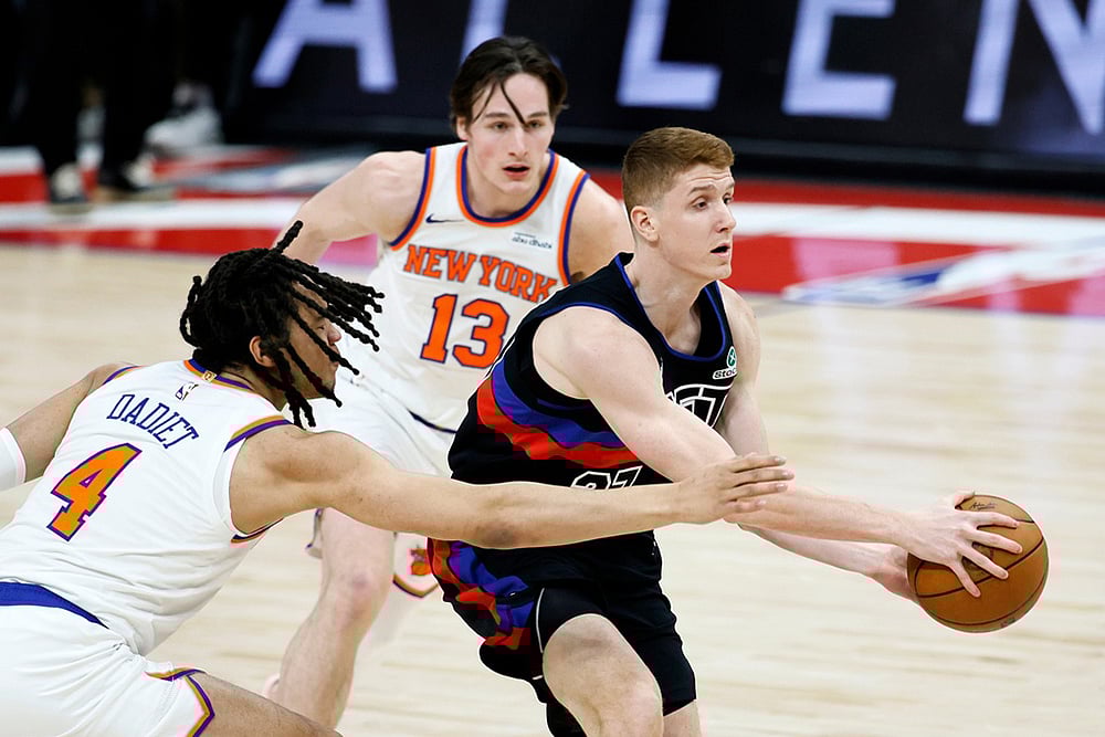 Detroit Pistons vs New York Knicks NBA basketball game-Kevin Huerter