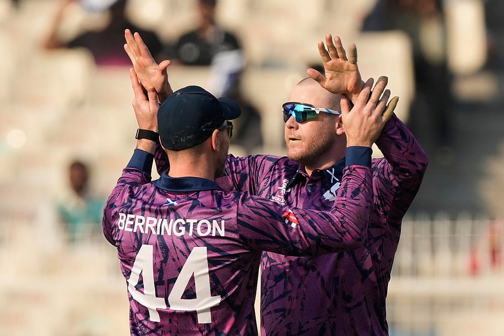 Scotland vs West Indies T20 World Cup cricket photos-Michael Leask