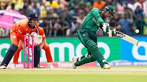 | Photo: AP/Eranga Jayawardena : Pakistan's Saim Ayub plays a shot during the T20 World Cup cricket match between Netherlands and Pakistan in Colombo, Sri Lanka.