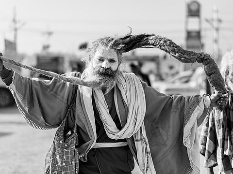Naga Sadhu with Bhaboot on his forehead at Mahakumbh 