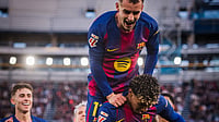 FCBarcelona/X : Lamine Yamal celebrating after scoring against Mallorca in La Liga 2025-26. 