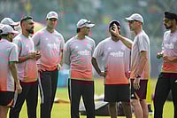 | Photo: PTI/Shashank Parade : Indian players during a training session ahead of the ICC Men's T20 World Cup 2026 cricket match against USA, in Mumbai.