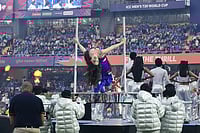 India Vs USA, ICC T20 World Cup 2026: See Best Photos From Mumbai's Wankhede Stadium | Photo: AP/Rafiq Maqbool : Dancer and actress Nora Fatehi performs during the opening ceremony before the T20 World Cup cricket match between India and the United States in Mumbai.