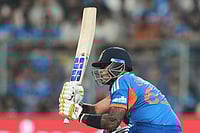 | Photo: AP/Rafiq Maqbool : India's captain Suryakumar Yadav plays a shot during the T20 World Cup cricket match between India and the United States in Mumbai.