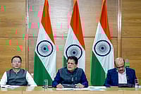 Govt Mulls Insurance Support for Exporters Amid West Asia Crisis | Photo: PIB via PTI : Union Minister for Commerce and Industry Piyush Goyal, centre, addresses a press conference on the India–US Trade Deal.