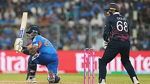 | Photo: AP/Rafiq Maqbool : India's captain Suryakumar Yadav plays a shot during the T20 World Cup cricket match between India and the United States in Mumbai.
