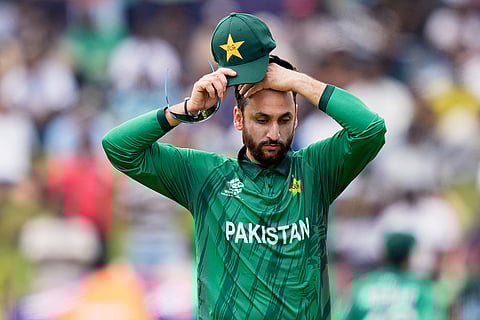 Pakistan's captain Salman Ali Agha reacts in the field during the T20 World Cup cricket match between Netherlands and Pakistan in Colombo, Sri Lanka.